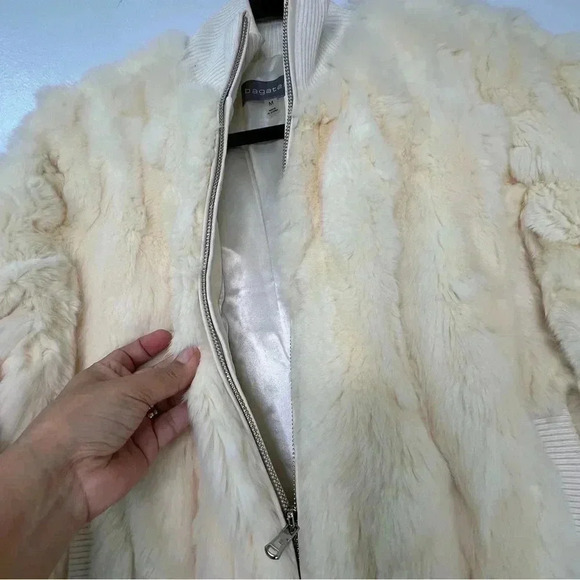 Bagatelle‎ Genuine Rabbit Fur Bomber Jacket Sz M Ivory - Picture 9 of 16